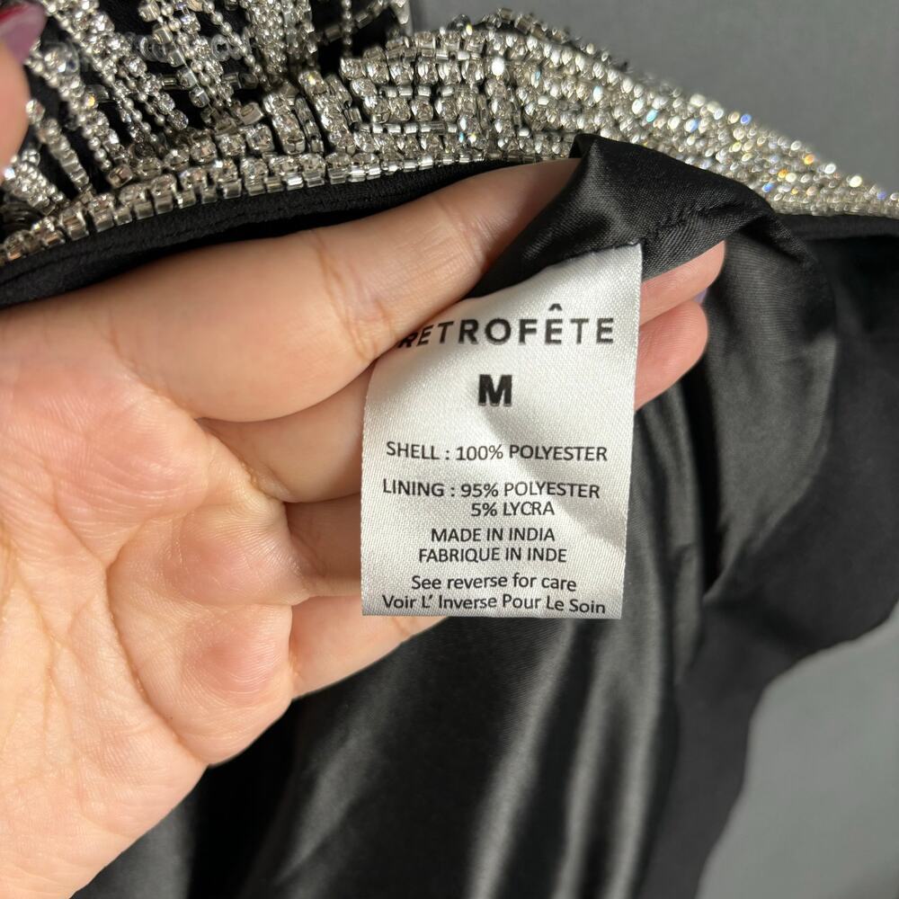 Retrofete Dixie Sequin Fringe Dress Black Silver Size M NWT - Picture 9 of 9